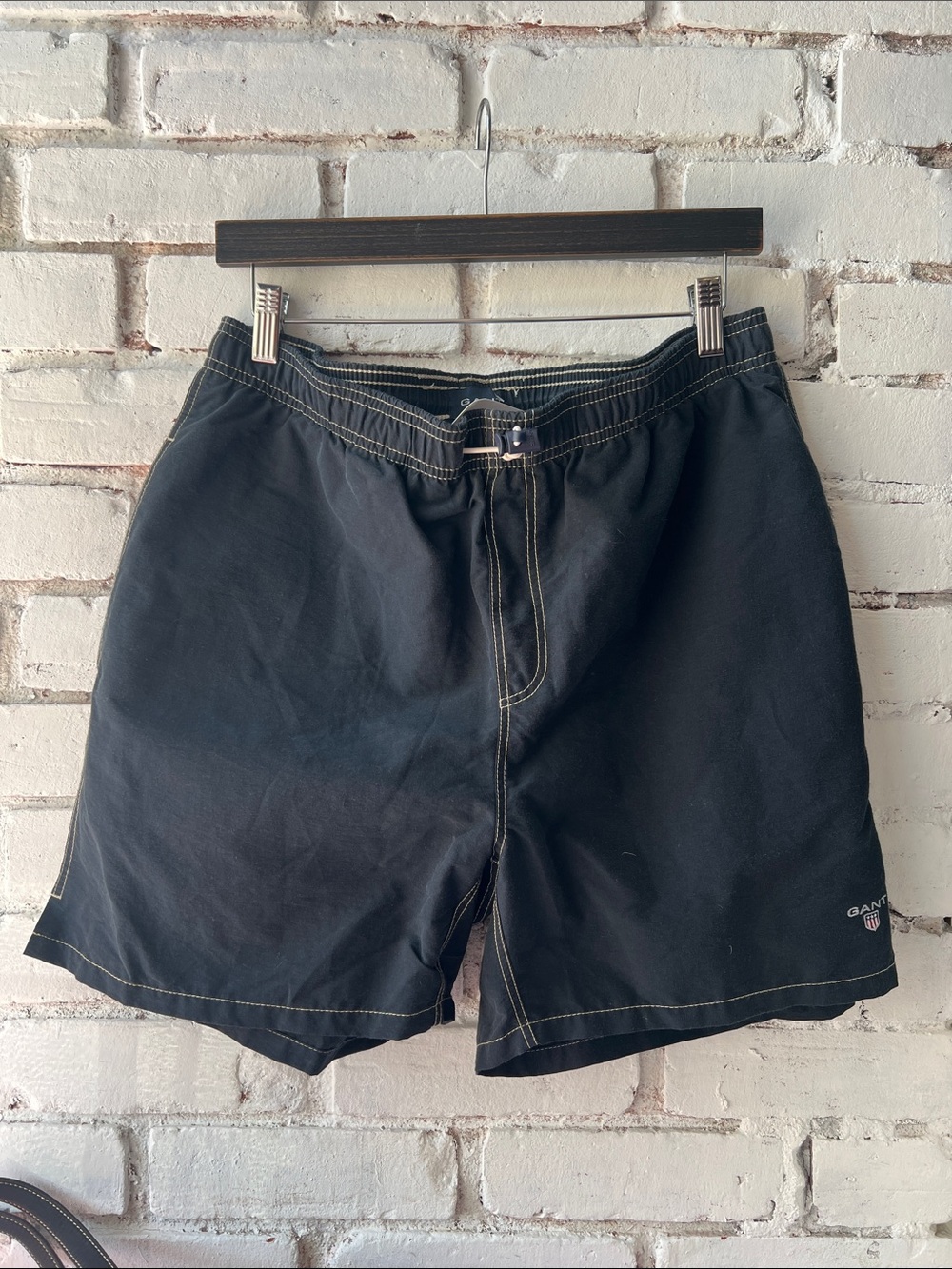Gant Black Men's Swim Trunks with Contrast Stitching
